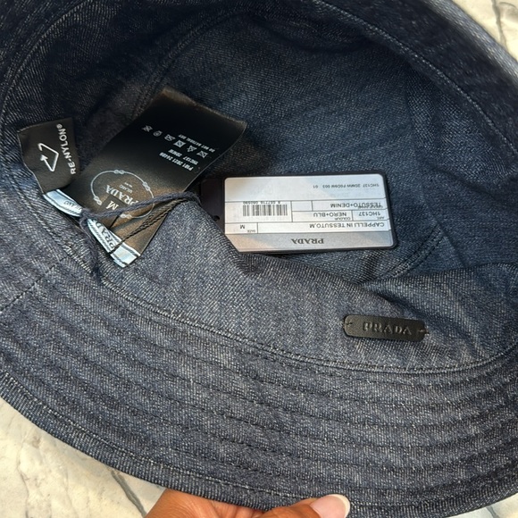 Prada Black Bucket Hat black nylon with denim medium - Picture 6 of 8